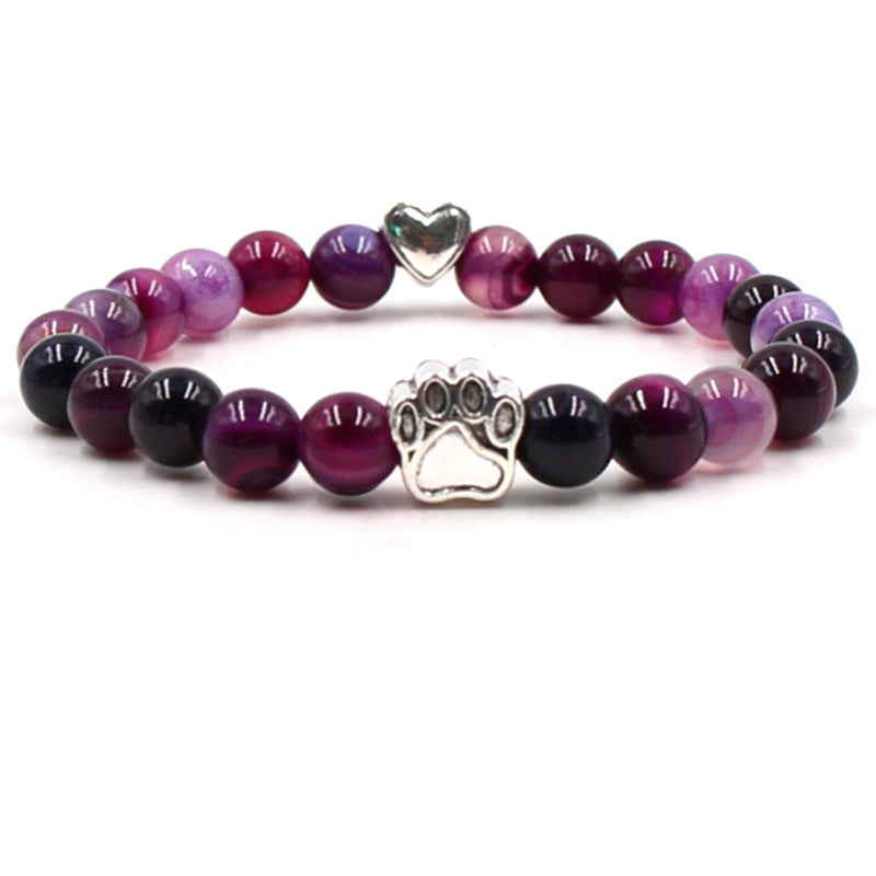 Nickelfreies Armband für Hundeliebhaber aus 8mm (Natur)perlen