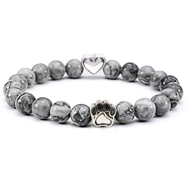 Map-Stone- Armband für Hundeliebhaber aus 8mm (Natur)perlen