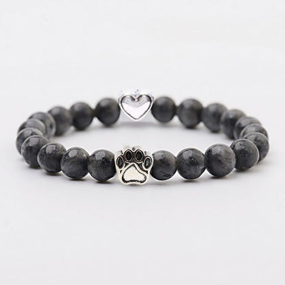 Nickelfreies Armband für Hundeliebhaber aus 8mm (Natur)perlen