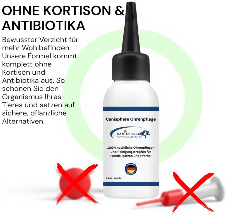 Ohrenpflege, Hund, Hundegesundheit, Hundesicherheit, Ohrenreiniger, Hergestellt in Deutschland, Ohrreinigung