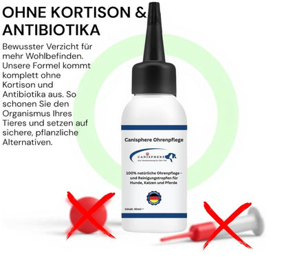 Ohrenpflege, Hund, Hundegesundheit, Hundesicherheit, Ohrenreiniger, Hergestellt in Deutschland, Ohrreinigung