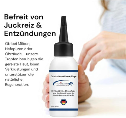 Ohrenpflege, Hund, Hundegesundheit, Hundesicherheit, Ohrenreiniger, Hergestellt in Deutschland, Ohrreinigung