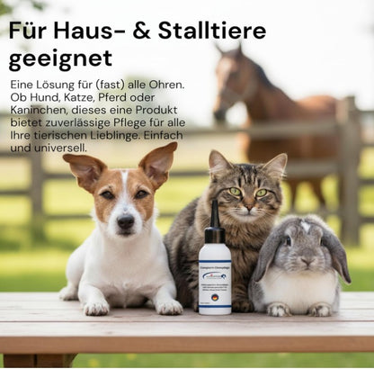 Ohrenpflege, Hund, Hundegesundheit, Hundesicherheit, Ohrenreiniger, Hergestellt in Deutschland, Ohrreinigung, Haustiere, Stalltiere, Hunde, Katzen, Kaninchen