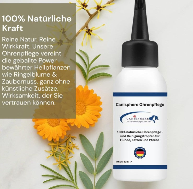 Ohrenpflege, Hund, Hundegesundheit, Hundesicherheit, Ohrenreiniger, Hergestellt in Deutschland, Ohrreinigung