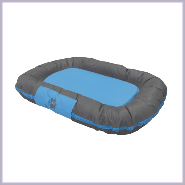 Blau-graues Outdoor-Hundekissen, thermoregulierend, wasserabweisend 