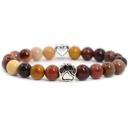 Nickelfreies Armband für Hundeliebhaber aus 8mm (Natur)perlen