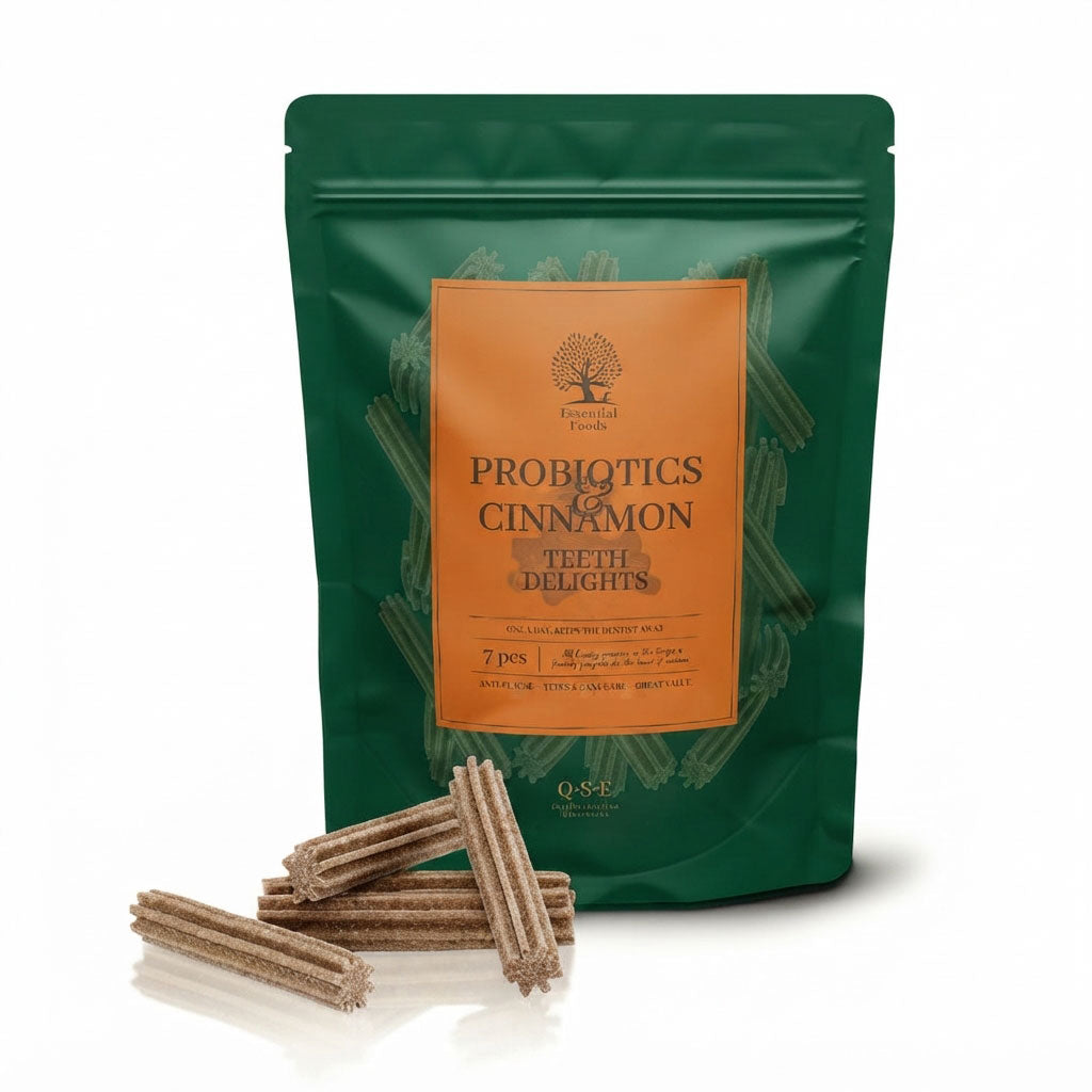 Essential Probiotics &amp; Cinnamon Teeth Delights - unwiderstehlicher "Zahnreiniger" Snack mit Zimt und Minze