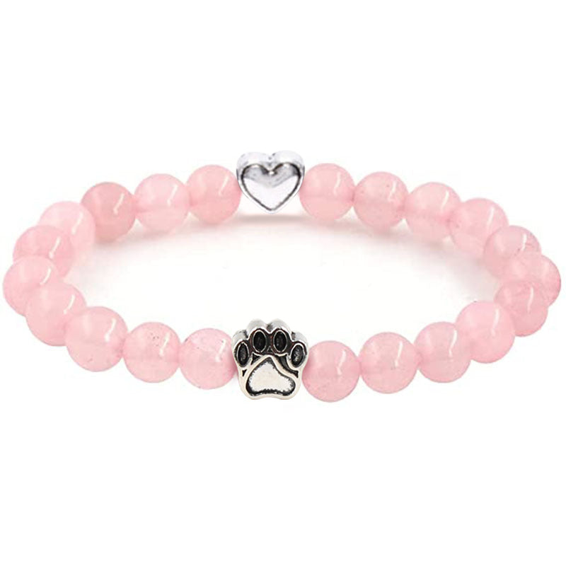 Nickelfreies Armband für Hundeliebhaber aus 8mm (Natur)perlen