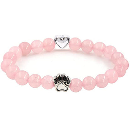 Nickelfreies Armband für Hundeliebhaber aus 8mm (Natur)perlen