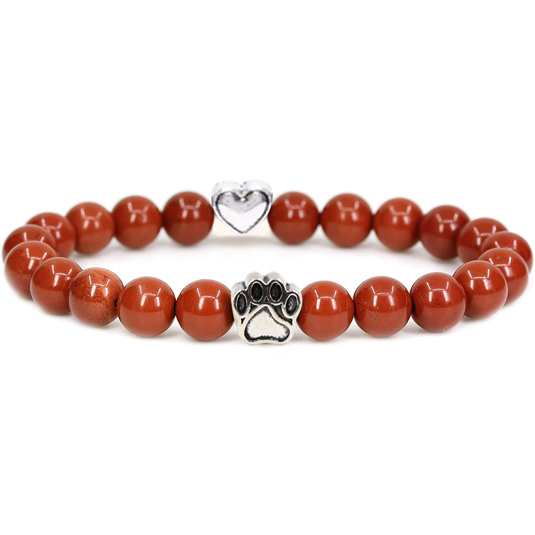 Roter Jasper - Armband für Hundeliebhaber aus 8mm (Natur)perlen