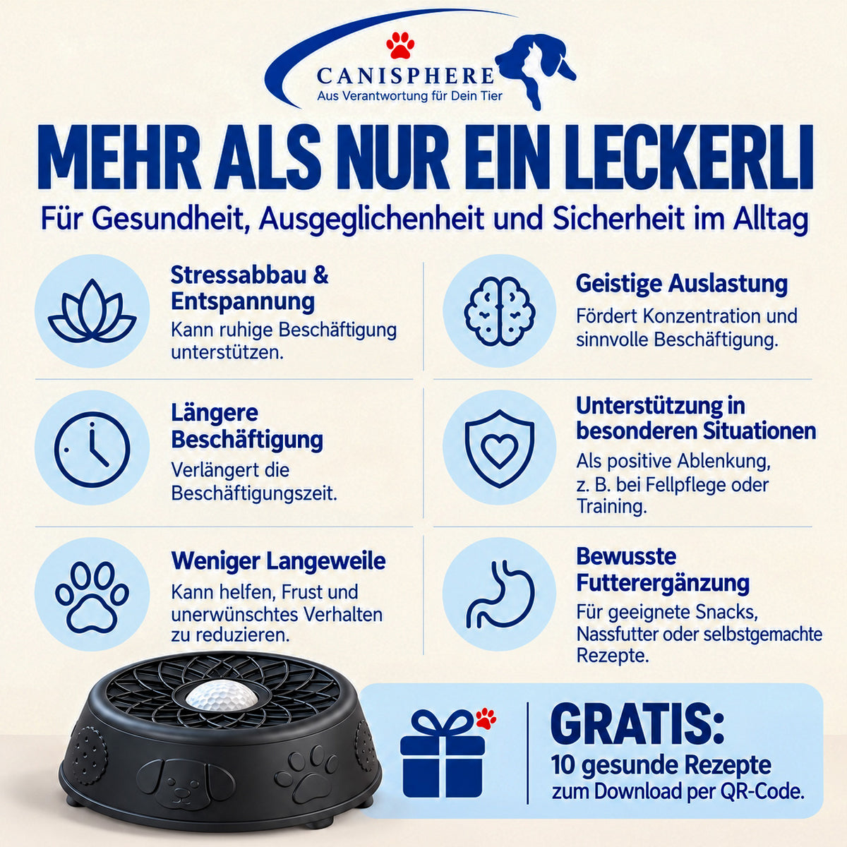 Schleckball mit Hundenapf 2 in 1 - gezielte Schleckbeschäftigung für Hunde