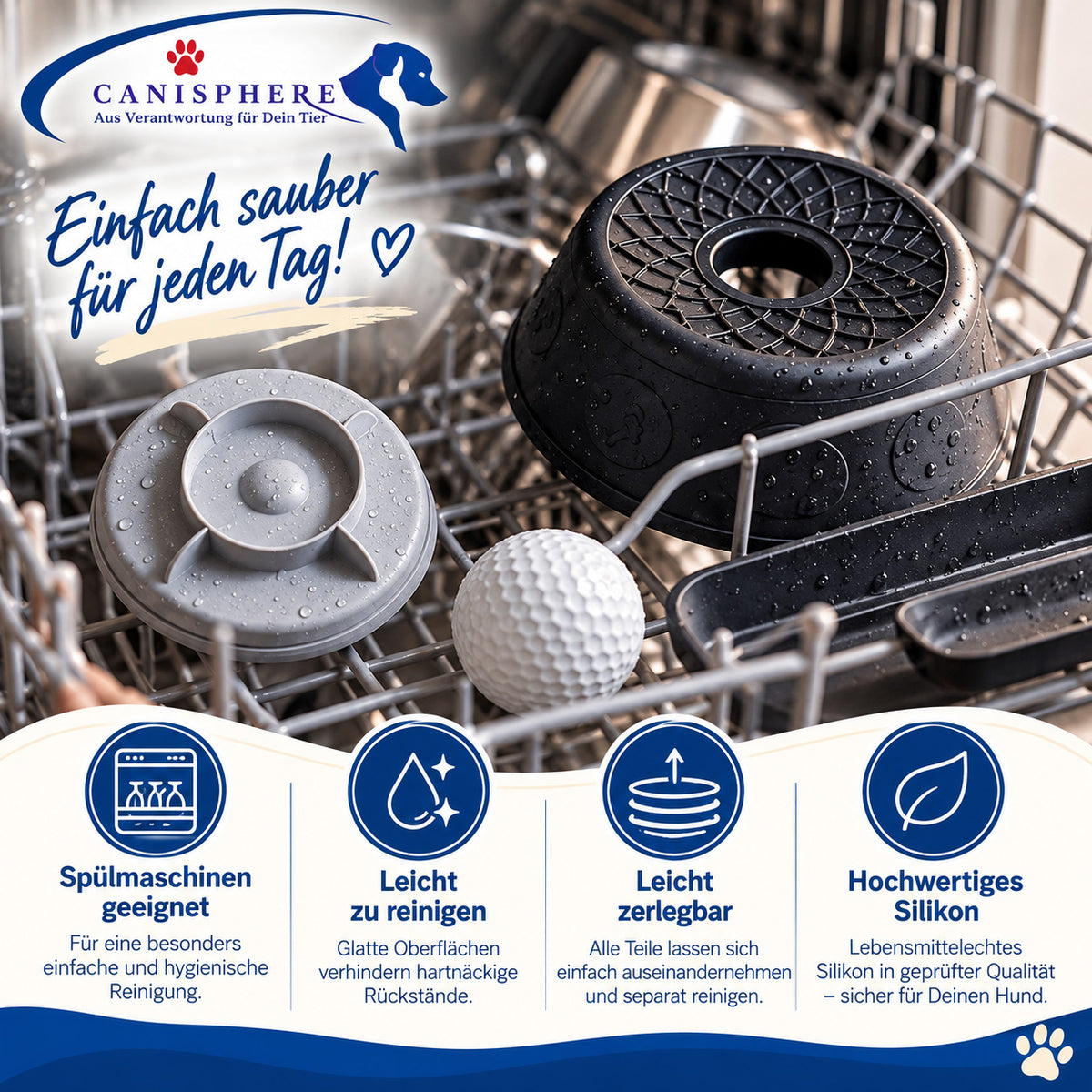 Schleckball mit Hundenapf 2 in 1 - gezielte Schleckbeschäftigung für Hunde