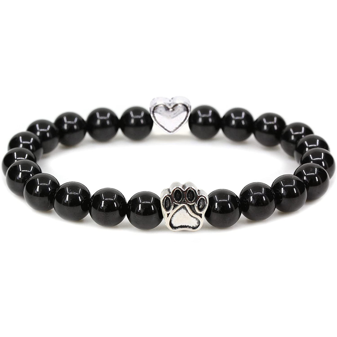 Black-Onyx- Armband für Hundeliebhaber aus 8mm (Natur)perlen