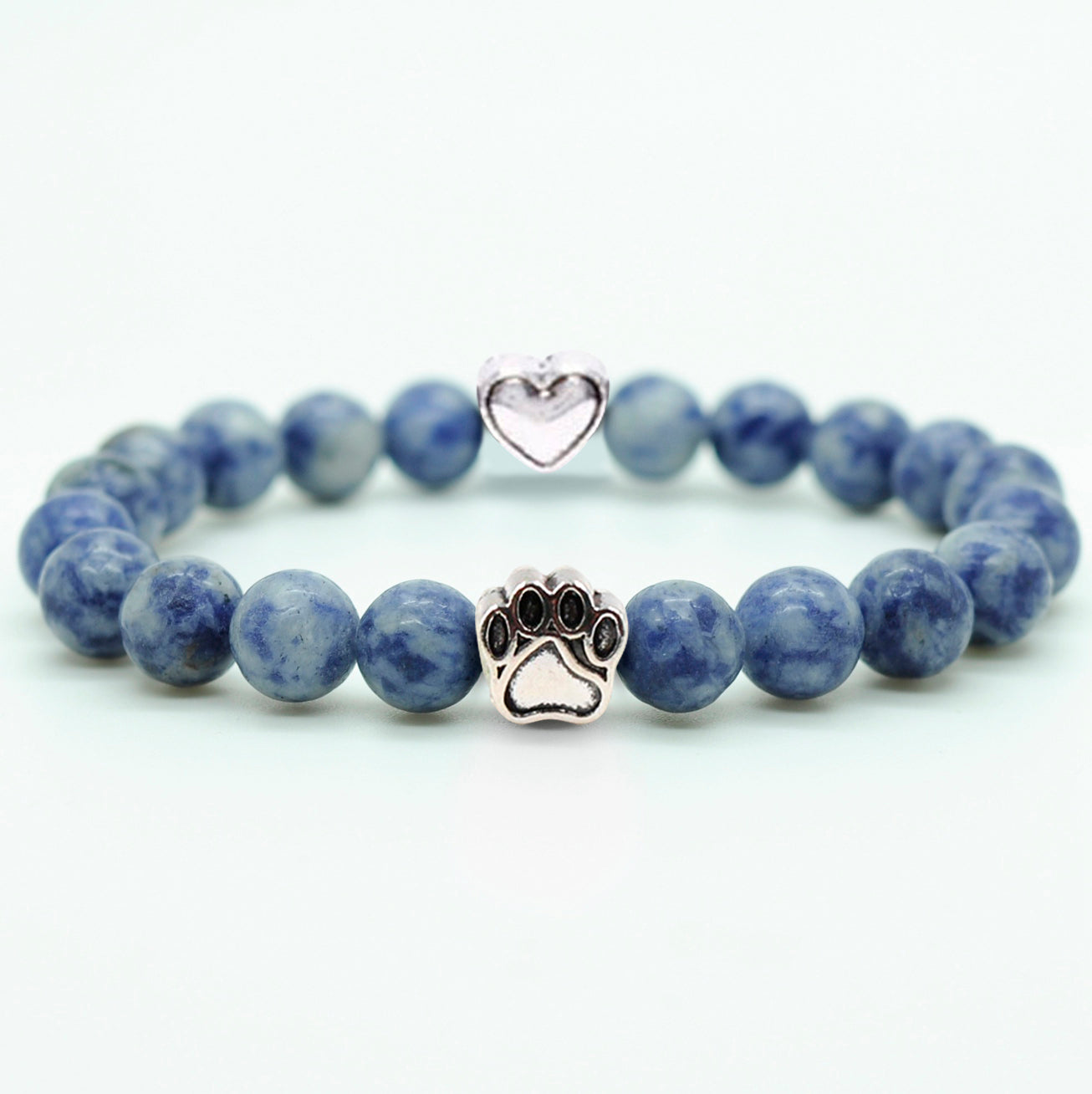 Nickelfreies Armband für Hundeliebhaber aus 8mm (Natur)perlen