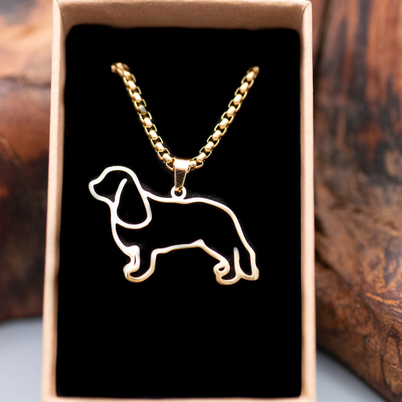 Halskette &quot;Spaniel&quot; für Hundefreunde, 18-Karat vergoldet