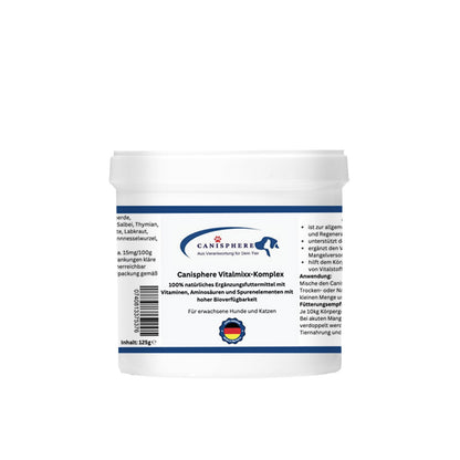 Weiße Dose des Vitalmixx-Komplex von Canisphere – Ergänzungsfuttermittel für Hunde zur Unterstützung von Vitalität, Immunsystem und Stoffwechsel