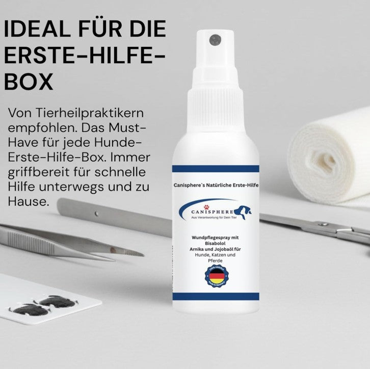 Wundpflege, Spray, Hunde, Katzen, Hundesicherheit, Katzensicherheit, Hundegesundheit, Bisabolol, made in Germany, antibakteriell, Erste-Hilfe