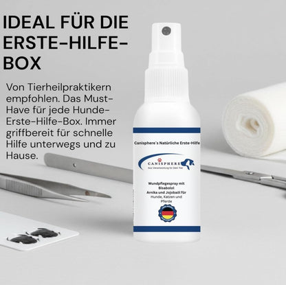 Wundpflege, Spray, Hunde, Katzen, Hundesicherheit, Katzensicherheit, Hundegesundheit, Bisabolol, made in Germany, antibakteriell, Erste-Hilfe