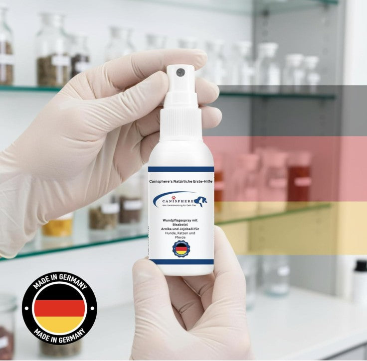 Wundpflege, Spray, Hunde, Katzen, Hundesicherheit, Katzensicherheit, Hundegesundheit, Bisabolol, made in Germany, antibakteriell, Erste-Hilfe