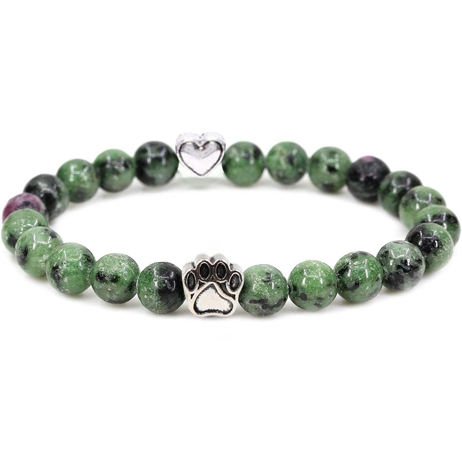 Nickelfreies Armband für Hundeliebhaber aus 8mm (Natur)perlen