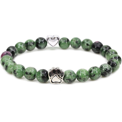 Nickelfreies Armband für Hundeliebhaber aus 8mm (Natur)perlen